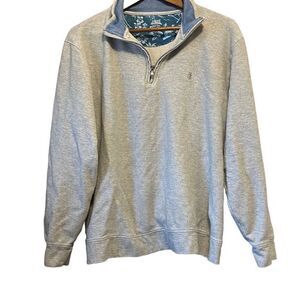 IZOD Saltwater Relaxed Classics Gray Quarter Zip Pullover‎